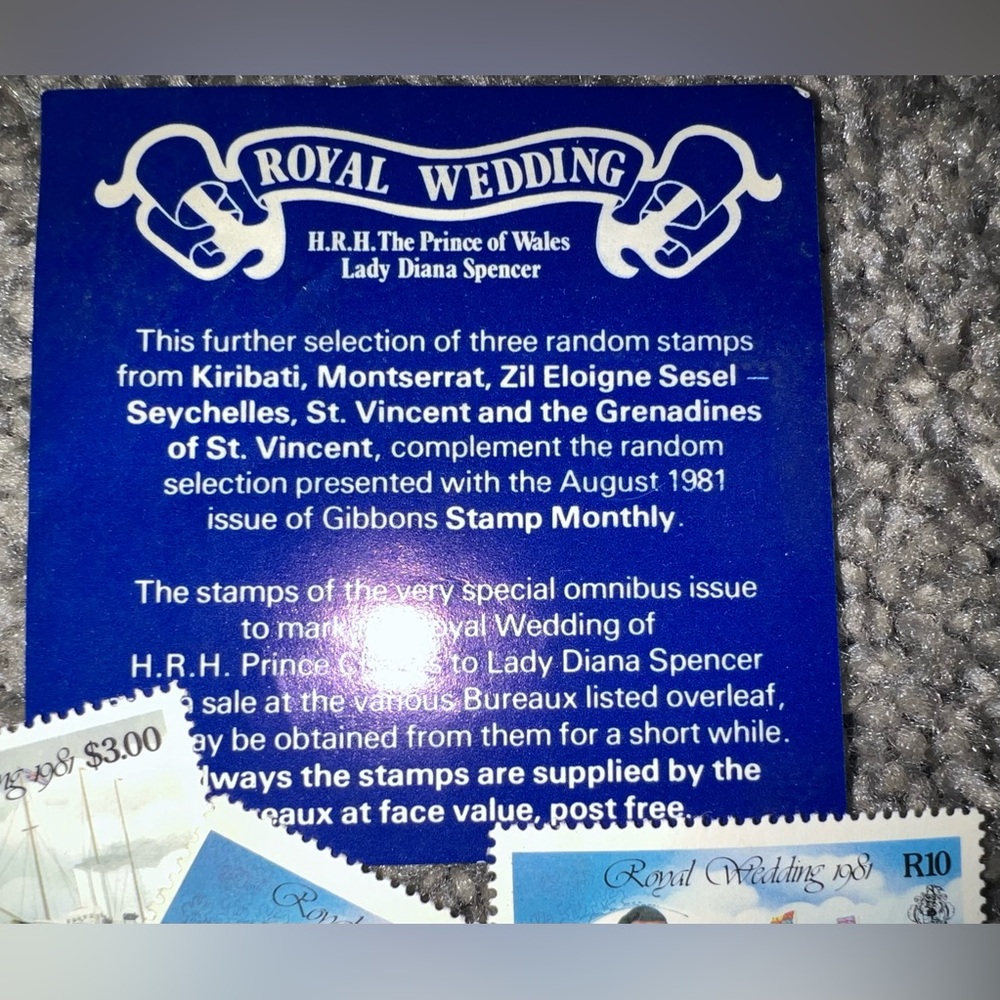 $15 ROYAL WEDDING THREE PIECE STAMP SET. VINTAGE. $15 if bundled - Picture 9 of 14
